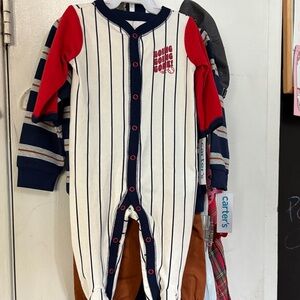 Carter's Navy and Red Striped Kids One Piece